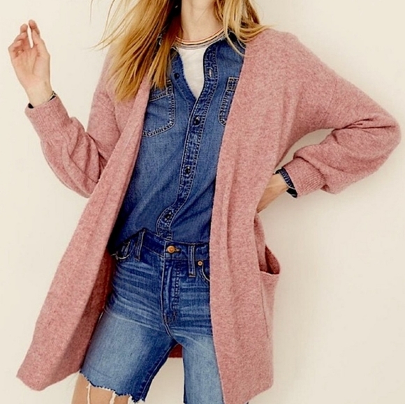 Madewell Sweaters - Madewell Ryder Wool Alpaca Blend Open Front Cardigan Mauve Pink Size XS